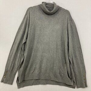 New IMAN size 2X Gray Turtle Neck Button Button Accent Light Knit Sweater